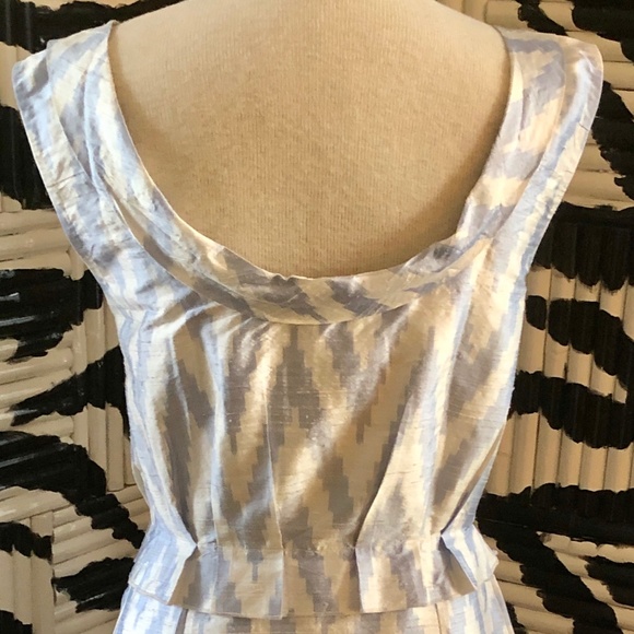 Calypso St. Barth Raw Silk Dress White Blue Large - Picture 5 of 8